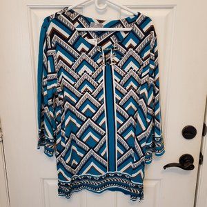 JM Collection Woman Deco Design TL Chevron Magi Top 3X